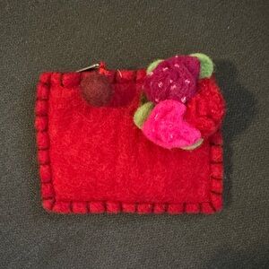 Erin Knitwear Ireland flower coin purse wallet wool felt zip small women’s New
